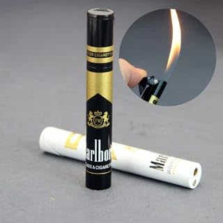 Alkey Stylish Cigarette Shaped Lighter With Pencil & Round Shape Cigarette Metal, Refillable Classic Pocket Lighter Slim Design (Multicolor)