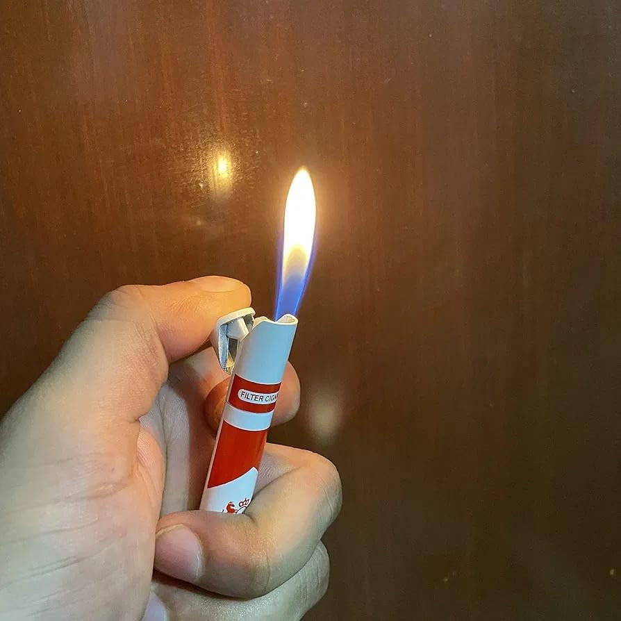 Alkey Stylish Cigarette Shaped Lighter With Pencil & Round Shape Cigarette Metal, Refillable Classic Pocket Lighter Slim Design (Multicolor)