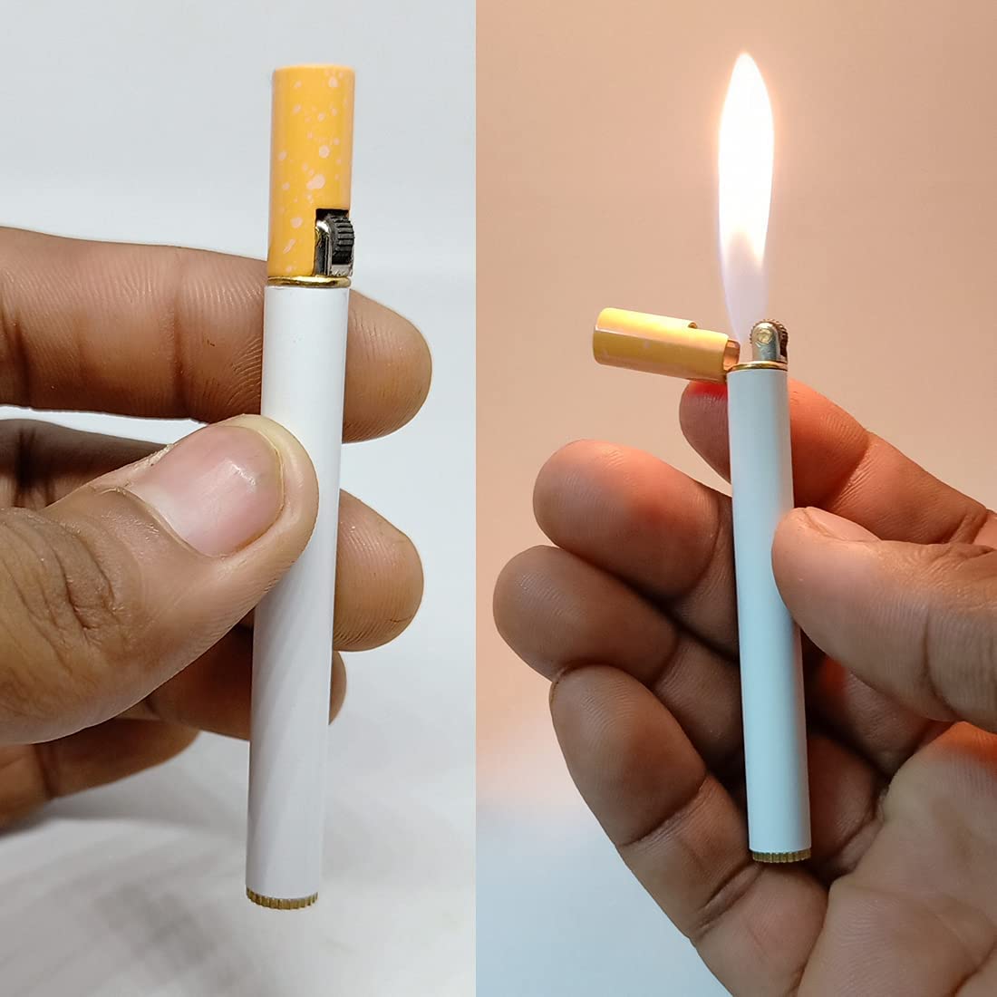 Alkey Stylish Cigarette Shaped Lighter With Pencil & Round Shape Cigarette Metal, Refillable Classic Pocket Lighter Slim Design (Multicolor)