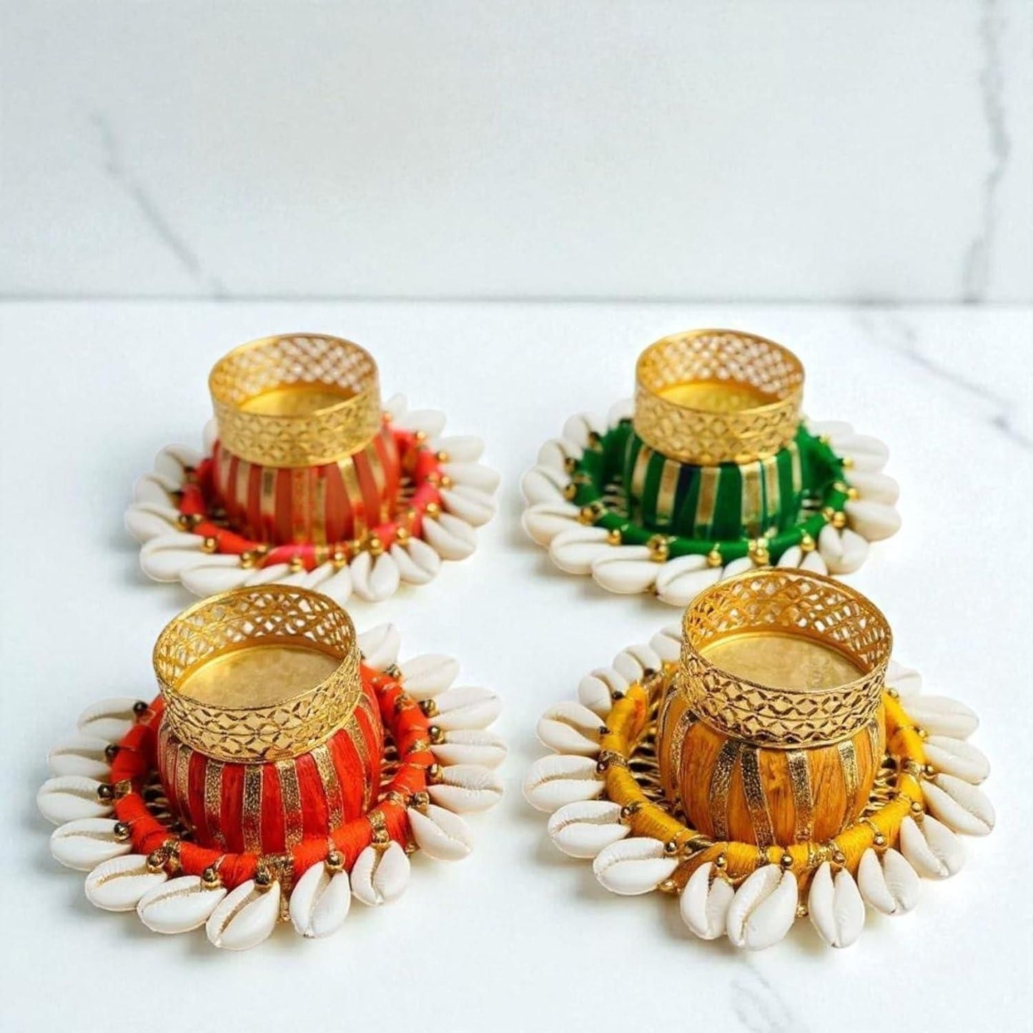 Cowrie Dholakh Tealight Holder Pack of 2