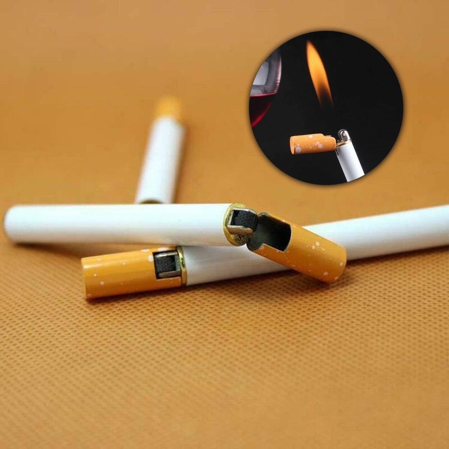 Alkey Stylish Cigarette Shaped Lighter With Pencil & Round Shape Cigarette Metal, Refillable Classic Pocket Lighter Slim Design (Multicolor)