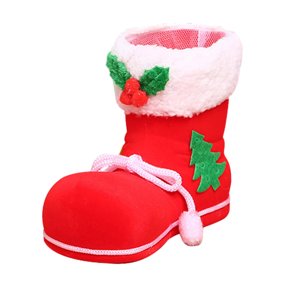 1/2/4/6pcs Christmas Socks Red Candy Boots Holiday Gift Bags Christmas Trees Santa Claus Boots for Fireplace