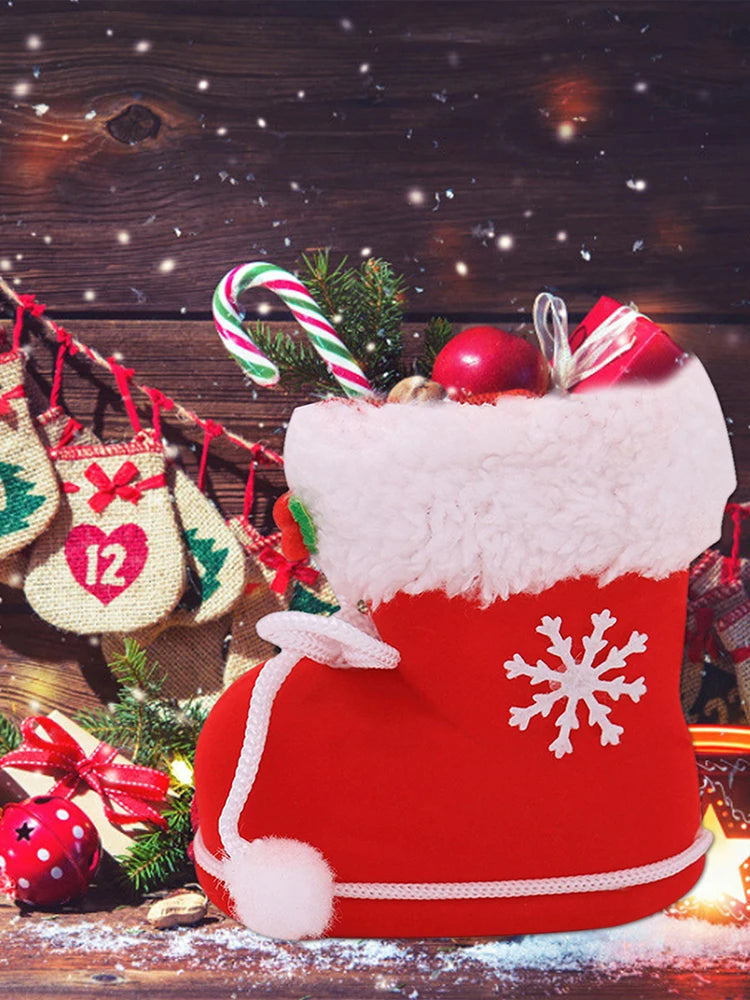 1/2/4/6pcs Christmas Socks Red Candy Boots Holiday Gift Bags Christmas Trees Santa Claus Boots for Fireplace